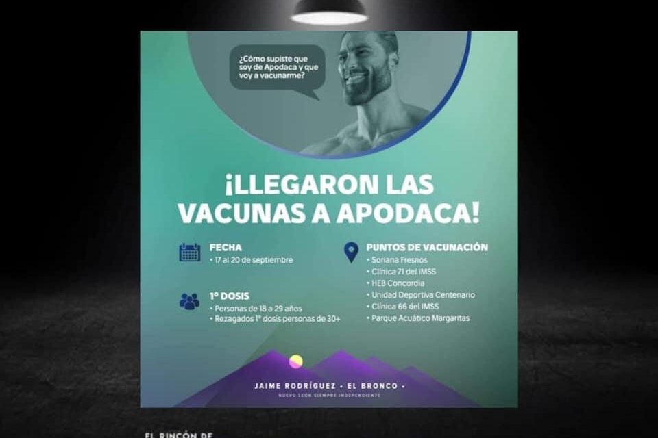 JÓVENES DE APODACA RECIBIRÁN LA DOSIS CONTRA EL COVID-19 A PARTIR DE HOY HASTA EL 20 DE SEPTIEMBRE