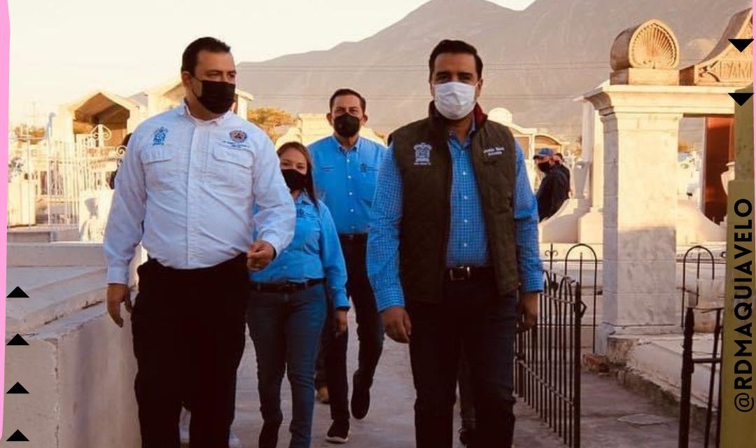 LOS PANTEONES DE SANTA CATARINA LUCEN MÁS LIMPIOS Y SANITIZADOS; EL ALCALDE JESÚS NAVA ORDENÓ OPERATIVO PREVIO A VISITA DE DÍA DE MUERTOS