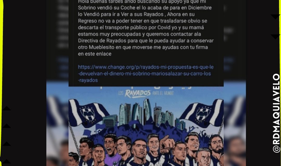 HASTA DONDE LLEGA LA PASIÓN, JÓVEN VENDE AUTO PARA IR A MUNDIAL DE CLUBES Y TÍA PIDE A RAYADOS PAGUEN SU AUTO