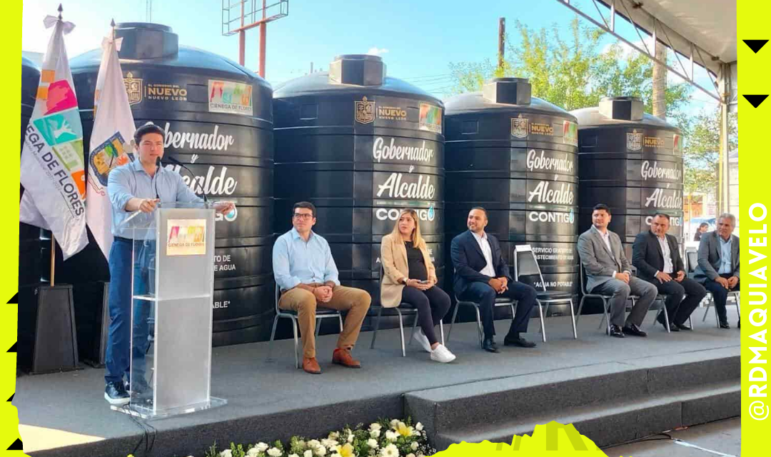 SAMUEL GARCÍA HACE ENTREGA DE MEGA TANQUES DE AGUA PARA LAS FAMILIAS DE CIENEGA DE FLORES