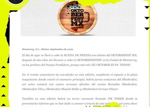 ¡REGRESA EL OKTOBERFESTMX!