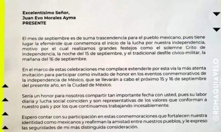 EVO MORALES SERÁ INVITADO DE HONOR EN LOS FESTEJOS PATRIOS DE MÉXICO