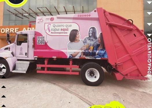 JESUS NAVA IMPLEMENTA EL MES ROSA CON LOS CAMIONES DE BASURA