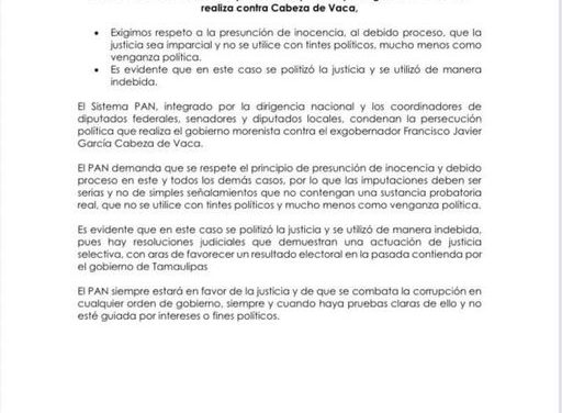 EXIGE Marko Cortés DETENER LO QUE LLAMA PERSECUCIÓN VS Francisco Cabeza De Vaca