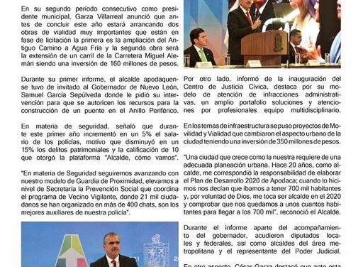 La Gran Ciudad de Apodaca, es lo que busca César Garza, bajo un estricto orden de trabajo y dedicación a cada proyecto que se tiene, esto con el fin de mantener una muy buena calidad de vida para los apodaquenses.