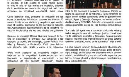 En García, Carlos Guevara dio a conocer el resumen de su primer año de labores en el municipio donde destacó el apoyo a los estudiantes, los proyectos de inversión, así como en seguridad.