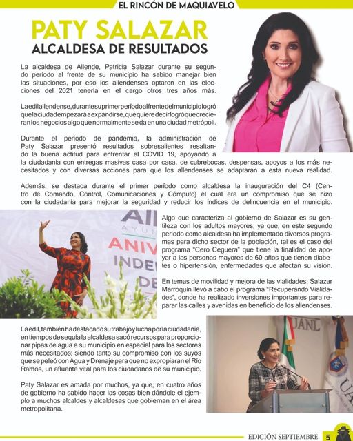 Este es el segundo periodo de Patricia Salazar al frente de la administración del municipio de #Allende