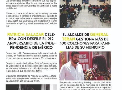 La transparencia es un tema que debe estar a la vanguardia en todos los municipios, por ello la INFO NL se empeña en brindar la información necesaria a todo el que la solicite.  En Allende de nueva cuenta volvió a sonar el tradicional “Viva México” en voz de Patricia Salazar, un evento que estuvo repleto de allendenses que acudieron a disfrutar la celebración.