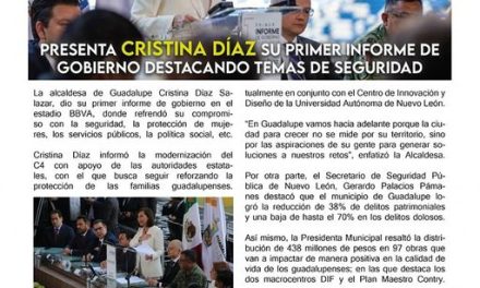 La seguridad es de suma importancia por ello, en Guadalupe Cristina Díaz, sigue buscando como mejorar lo relacionado al tema, para tranquilidad de los ciudadanos.