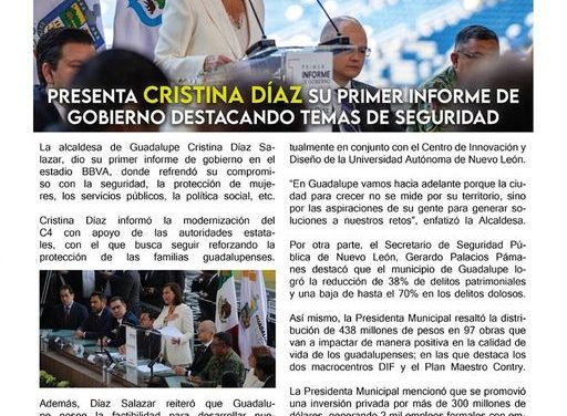 La seguridad es de suma importancia por ello, en Guadalupe Cristina Díaz, sigue buscando como mejorar lo relacionado al tema, para tranquilidad de los ciudadanos.