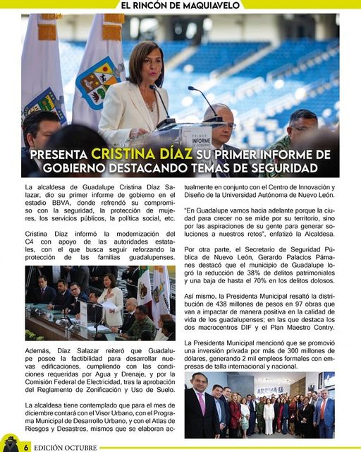 La seguridad es de suma importancia por ello, en Guadalupe Cristina Díaz, sigue buscando como mejorar lo relacionado al tema, para tranquilidad de los ciudadanos.