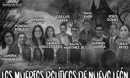 Como es tradición en nuestro medio de comunicación, les presentamos por festejo del Día de Muertos en nuestro país, a quienes Don Maqui considera que en el 2024 no tendrán ninguna posibilidad de seguir viviendo del erario público.  Aquí los muertos políticos: Sandra Pámanes #PonchoRobledo Indira Kempis de I. Laura Ballesteros Mancilla Jose Luis Garza Garza #BaltazarMartínez #RaulKarr  Manuel Guerra Cavazos Paco Cienfuegos Iraís Reyes