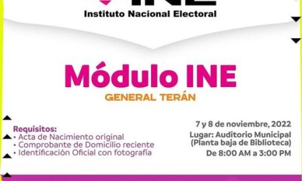 INE EN BENEFICIO A LOS CIUDADANOS PARA REALIZAR TRÁMITES, LLEGA CON MÓDULOS A GENERAL TERÁN