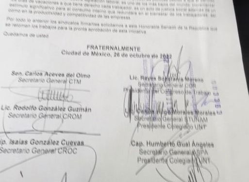 ¡VACACIONES AL POR MAYOR YA, EXIGEN TODOS LOS SINDICATOS!