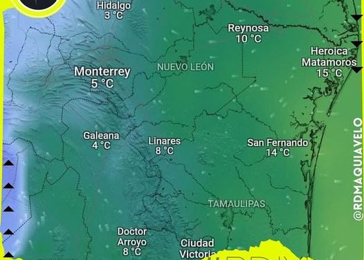 LLEGA FRENTE FRÍO NÚMERO 8 CON MÍNIMAS DE HASTA 3 GRADOS CELSIUS