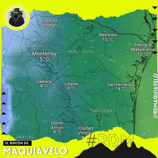 LLEGA FRENTE FRÍO NÚMERO 8 CON MÍNIMAS DE HASTA 3 GRADOS CELSIUS