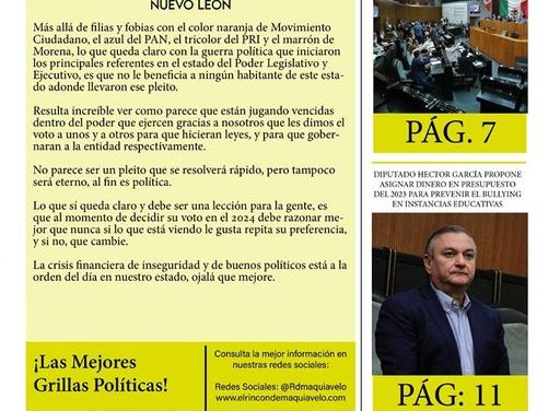Las discusiones continúan entre los Poderes de Nuevo León, y tal parece que los únicos perjudicados somos los ciudadanos, pues ante dicha situación no se llega a acuerdos que puedan beneficiar a la sociedad.