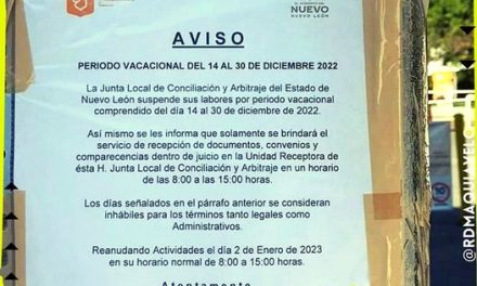 ¡NO SOLO GOBIERNO! JUNTA LOCAL DE CONCILIACIÓN Y ARBITRAJE TAMBIÉN SE VA DE VACACIONES