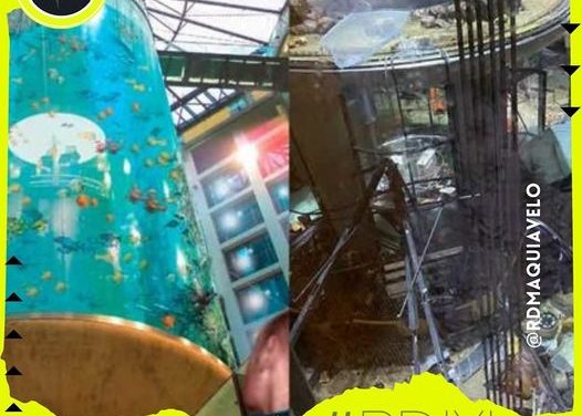 ACUARIO CILÍNDRICO MÁS GRANDE DEL MUNDO EN BERLÍN EXPLOTA