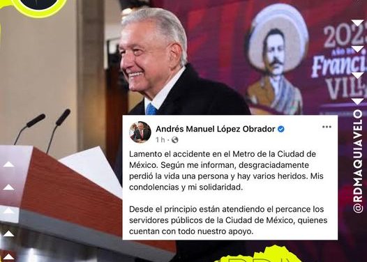 LAMENTA AMLO ACCIDENTE DE LA LÍNEA 3 DEL METRO Y ENVÍA MENSAJE DE SOLIDARIDAD