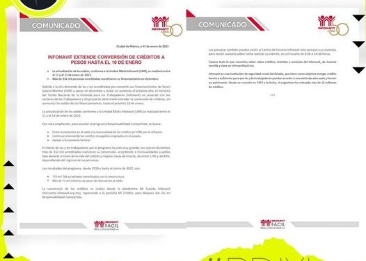 EXTIENDE EL INFONAVIT PLAZO PARA CAMBIAR CRÉDITOS DE VSM A PESOS