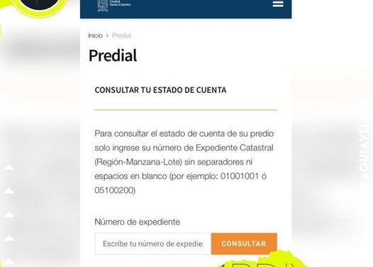 IMPLEMENTA SANTA CATARINA EL PAGO DEL PREDIAL DE MANERA VIRTUAL