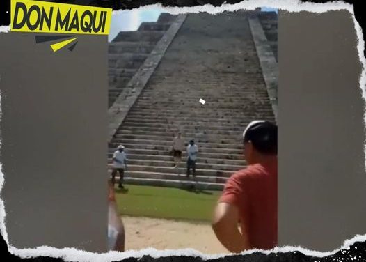 PERSONA HACE “LA MALDAD” DE ESCALAR PIRÁMIDE EN YUCATÁN Y QUEDA ARRESTADA POR SEGURIDAD DE LA ZONA