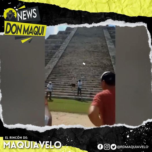 PERSONA HACE “LA MALDAD” DE ESCALAR PIRÁMIDE EN YUCATÁN Y QUEDA ARRESTADA POR SEGURIDAD DE LA ZONA