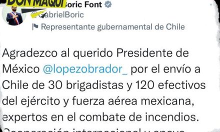 CHILE AGRADECE AL PRESIDENTE AMLO QUIEN BRINDÓ APOYO CON EL ENVIÓ DE 120 SOLDADOS PARA SOFOCAR INCENDIOS