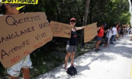 PROTESTAN AMBIENTALISTAS POR LA CONSTRUCCIÓN DEL TREN MAYA.