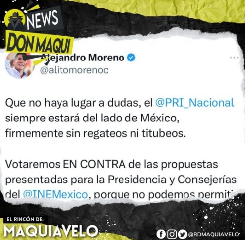 ‘ALITO’ MORENO TACHA DE AMAÑDO EL PROCESO DE QUINTETAS DE ASPIRANTES A CONSEJERÍAS DEL INE.