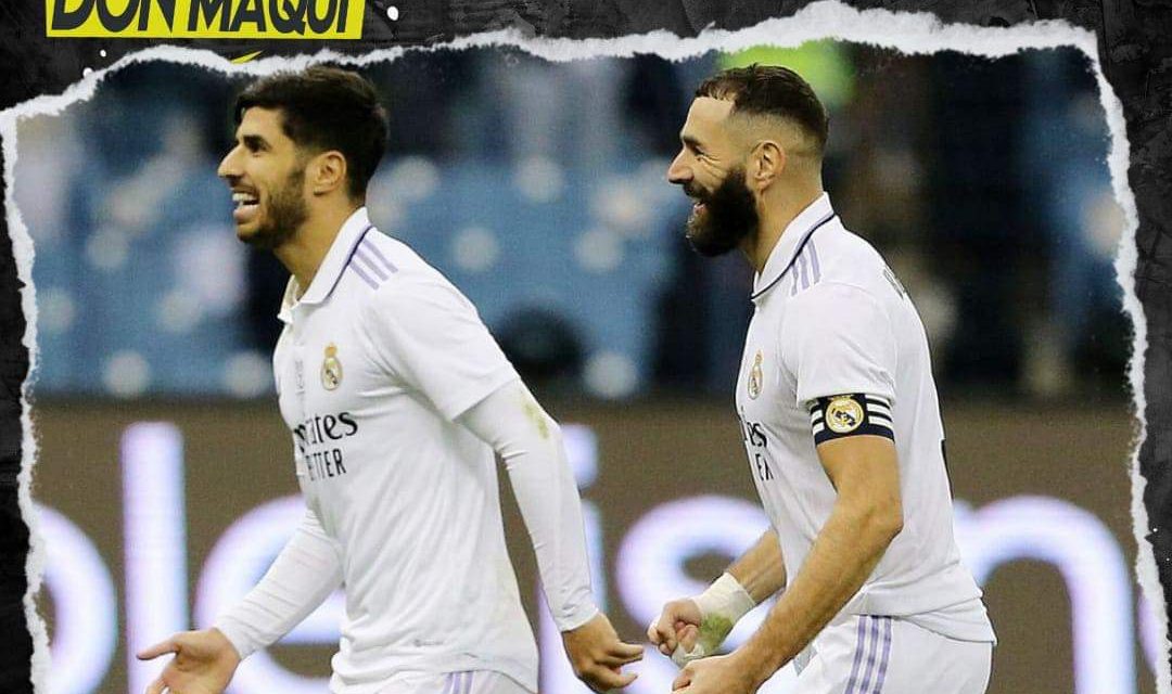 EN JUEGO DEL REAL MADRID SE BENZEMA Y ASENSIO CON GOL DEL FRANCÉS