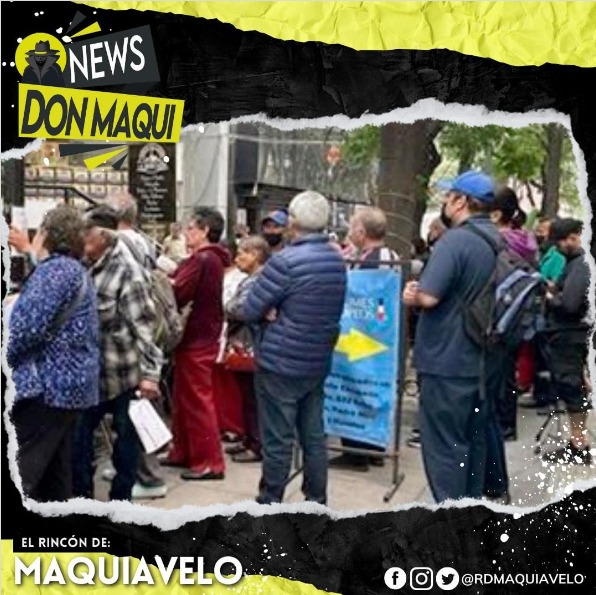 ADULTOS MAYORES HACEN FILA POR HORAS PARA RECIBIR SU APOYO DEL GOBIERNO