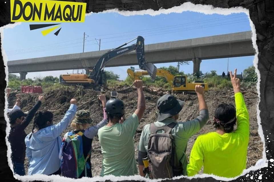 REALIZAN PROTESTA EN CONTRA DE DESMONTE DEL RÍO SANTA CATARINA