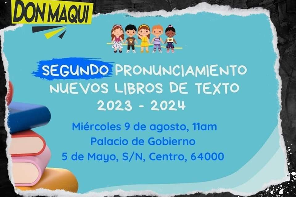 ESTE MIÉRCOLES EL FRENTE NUEVO LEÓN PRESENTARÁ UN AMPARÓ PARA QUE LOS LIBROS DE TEXTO NO SEAN DISTIBUIDOS EN LA ENTIDAD