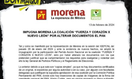 EL PARTIDO MORENA AMPLIA IMPUGNACION EN CONTRA DEL PAN