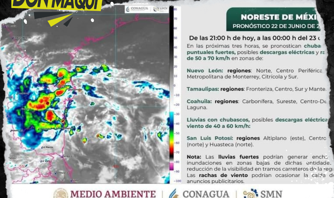 PRONÓSTICAN LLUVIAS Y VIENTOS FUERTES EN NUEVO LEÓN