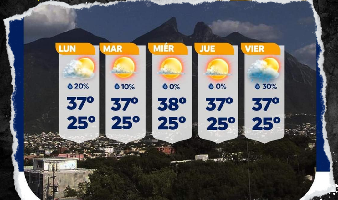 CLIMA EN MONTERREY: DÍA SOLEADO Y CALUROSO CON POSIBLES CHUBASCOS