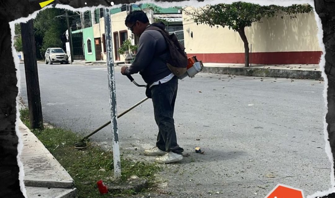 GOBIERNO DE GENERAL TERÁN MANTIENE LIMPIAS LAS ÁREAS VERDES