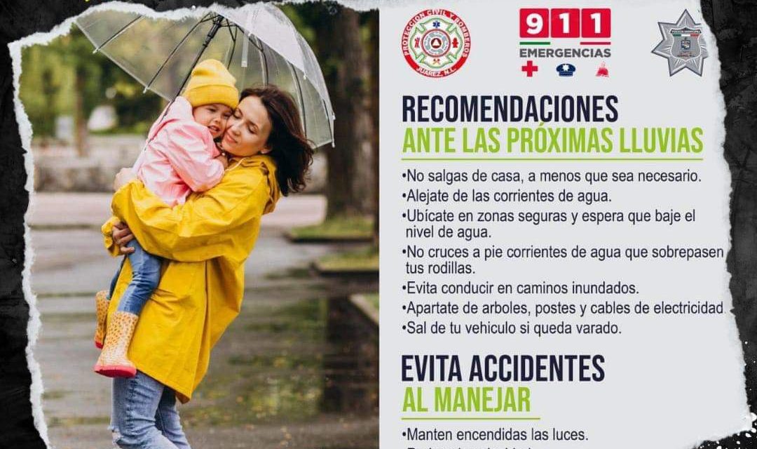 EL MUNICIPIO DE JUÁREZ EMITE RECOMENDACIONES PARA LLUVIAS QUE SE PRESENTARÁN