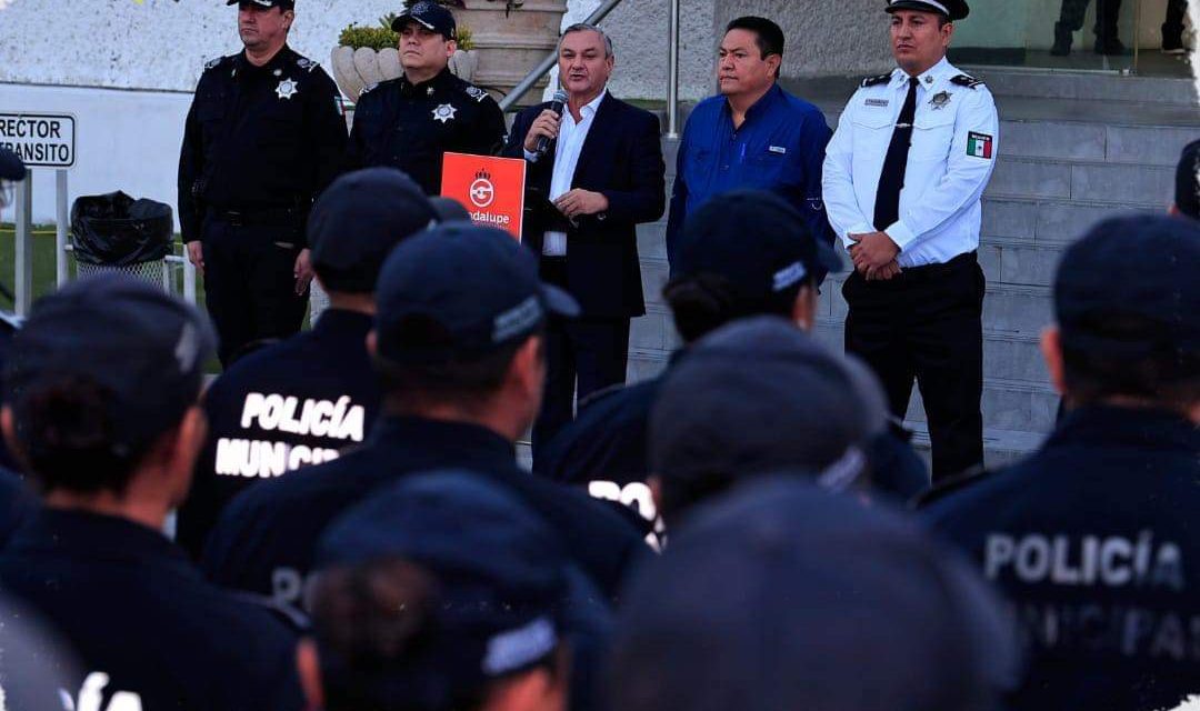 HÉCTOR GARCÍA ANUNCIA MEJORAS EN SUELDOS, PRESTACIONES Y EQUIPAMIENTO PARA LA CORPORACIÓN POLICIAL DE GUADALUPE