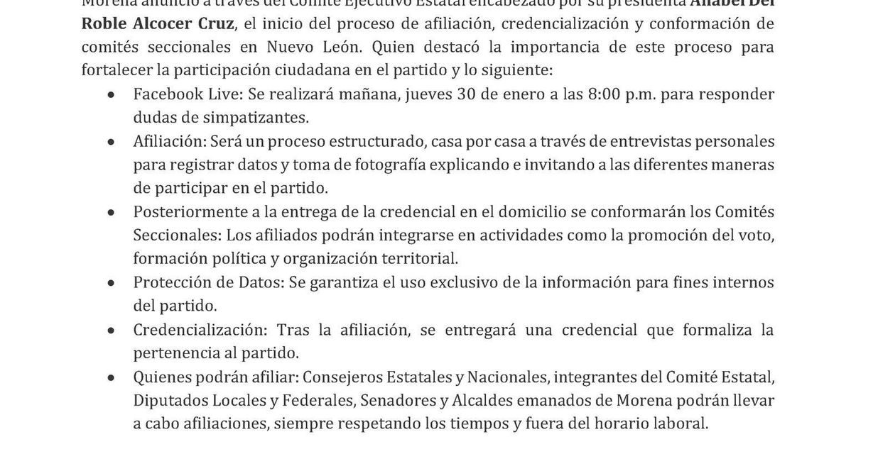 MORENA ARRANCA CON EL PROCESO DE AFILIACIÓN EN NUEVO LEÓN