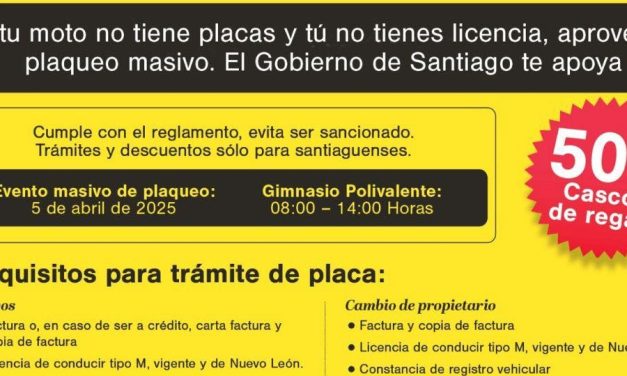 DAVID DE LA PEÑA MARROQUÍN ANUNCIA EVENTO DE PLAQUEO Y REGULARIZACIÓN DE MOTOCICLETAS EN SANTIAGO