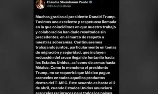 CLAUDIA SHEINBAUM CELEBRA DECISIÓN DE DONALD TRUMP SOBRE ARANCELES A MÉXICO