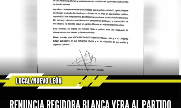 RENUNCIA REGIDORA BLANCA VERA AL PARTIDO VERDE Y SE SUMA A MOVIMIENTO CIUDADANO