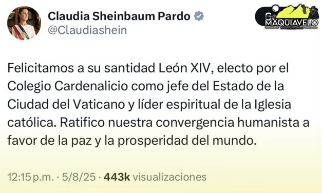 CLAUDIA SHEINBAUM FELICITA A SU SANTIDAD LEÓN XIV TRAS SU ELECCIÓN COMO NUEVO PAPA