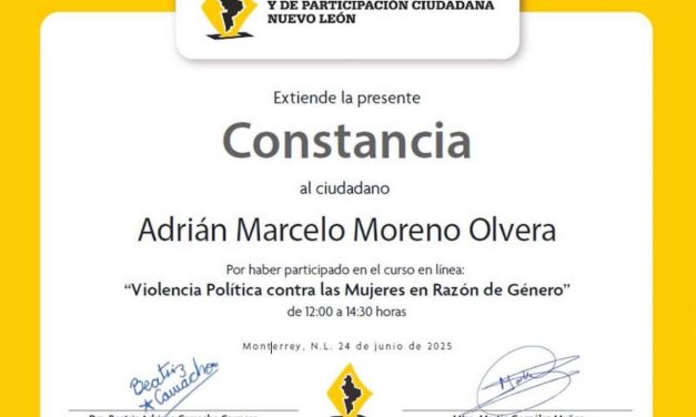 CONCRETA ADRIAN MARCELO CURSO CONTRA VIOLENCIA POLÍTICA DE GÉNERO SOLICITADO POR EL IEENL