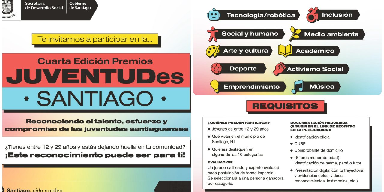 DAVID DE LA PEÑA INVITA A JÓVENES A PARTICIPAR EN PREMIOS “JUVENTUD-ES SANTIAGO” 2025