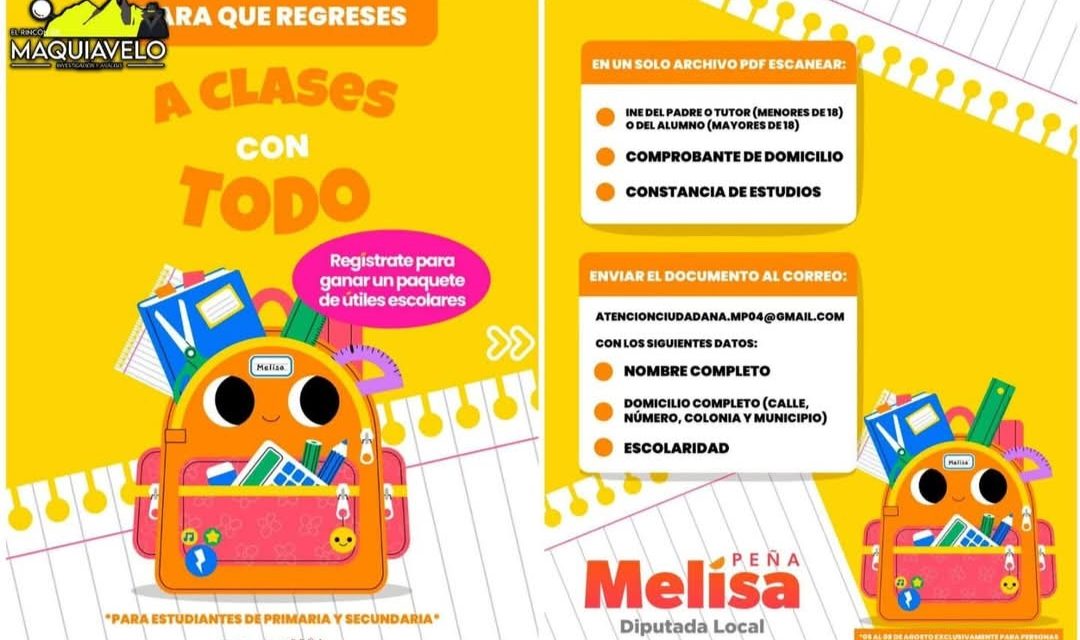 MELISA PEÑA LANZA PROGRAMA DE ENTREGA DE ÚTILES ESCOLARES PARA FAMILIAS DEL DISTRITO 04