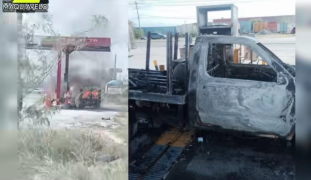 POLICÍA DE SALINAS VICTORIA SALVA A HOMBRE DE MORIR EN INCENDIO DE CAMIONETA